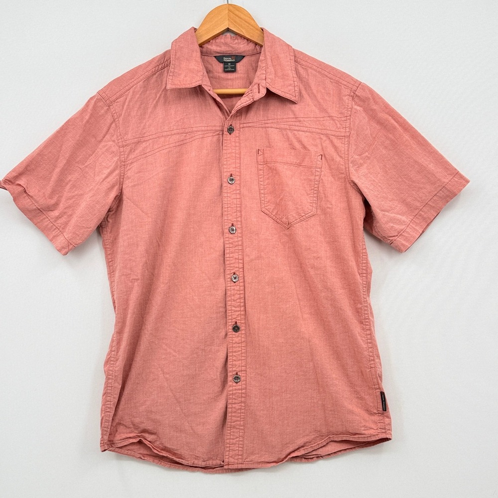 Royal Robbins Shirt Mens Medium Salmon Short Sleeve Button Down Contemporary Fit